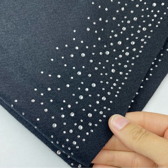 Pretty Persuasions Black Clear Diamond Rhinestone Fringe Scarf Wrap Classic - Picture 5 of 5